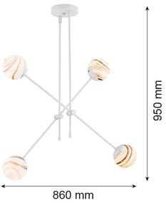 Argon 1841 - Luster na tyči ABSOS 4xE14/7W/230V alabaster biela