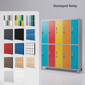 Skriňa BOZP odevná 10-dverová sivo-viacfarebná: BARTEK 1360 x 1720 x 450 mm
