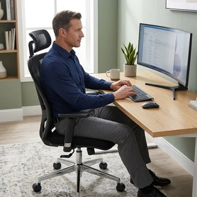 Kancelárska ergonomická stolička Neoseat BOROSI — čierna, nosnosť 150 kg