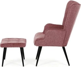 Kreslo ušiak s podnožou ELDORIA PINK