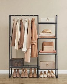 Stojan na oblečenie, voľne stojaci vešiak na oblečenie, čierny