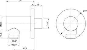 Sapho Sapho, sprchový vývod, okrúhly, medená matná, 1205-01PG