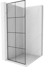 Mexen Kioto L, sprchová zástena Walk-In 80 x 200 cm, 8mm číre sklo čierny vzor, chrómový profil, 800-080-103-01-77