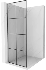 Mexen Kioto L, sprchová zástena Walk-In 80 x 200 cm, 8mm číre sklo čierny vzor, chrómový profil, 800-080-103-01-77