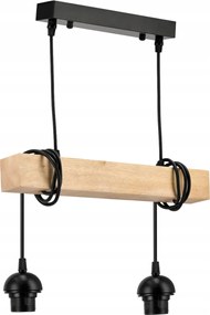 BERGE LED závesné stropné svietidlo, drevený trám, 2xE27, brilantný drevený luster