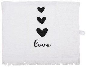 Biely kuchynský froté uterák so srdiečkami Love Birds - 40*66 cm