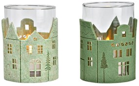 Sklenený svietnik GREEN HOUSES 13 cm zelený - rôzne varianty