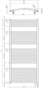 Aqualine Aqualine, ORBIT-E elektrické vykurovacie teleso, oblé, 600x1320 mm, 600W, biela, ILEO36T