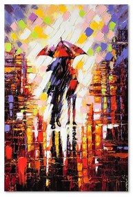 Obraz na plátně Pár déšť barevné olejomalby - 80x120 cm