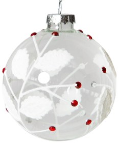 SKLENENÁ VIANOČNÁ BANKA NA STROMČEK SADA 4 KS (FI) 8 CM BIELA