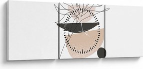 Obraz - Line art kvety N⁰1 (s hodinami) (90x30 cm)
