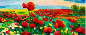 Obraz poľa s vlčími makmi (120x50 cm)