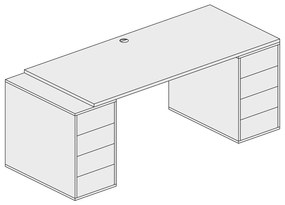 PLAN Kancelársky písací stôl s úložným priestorom BLOCK B03, dub prírodný/grafit