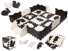 LEAN TOYS Penová puzzle detská podložka 25ks. čierno-biela