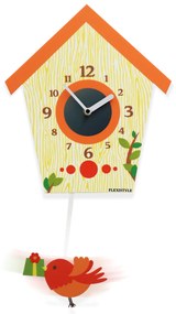 Dekorstudio Detské nástenné hodiny Oranžová búdka s kyvadlom