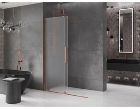 Mexen Velar, sprchová zástena s posuvnými dverami Walk-in 150 x 200 cm, 8mm sklo námraza, ružové zlato, 871-150-000-33-60