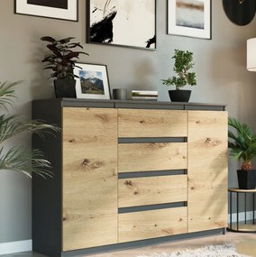 Priestranná komoda R-140-S4 - rôzne farebné prevedenia antracit