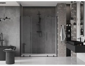 Mexen Velar Duo, posuvné dvere do otvoru 180x200 cm, 8mm číre sklo, čierna matná, 871-180-000-02-70