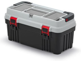 Kufor na náradie s kovovým držadlom 54 × 27,8 × 26,9 cm, organizéry, sivá