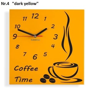 Coffee Time nástenné kuchynské hodiny žltá