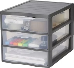 SUNDIS 2. akosť - Úložný box s 3 zásuvkami, antracit, OFFICEMIX A4 3A
