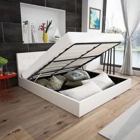 vidaXL Hydraulický posteľný rám+úložný priestor, umelá koža 140x200 cm