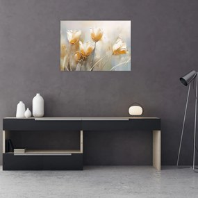 Sklenený obraz - Maľba tulipánov (70x50 cm)