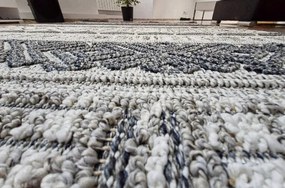 Sivý pruhovaný koberec v boho štýle Boho 881-S – moderný dizajn Rozmer: 160x220 cm