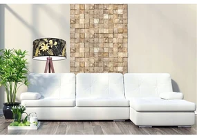 Stojacia lampa Gold Flowers, 1x čierne textilné tienidlo s kvetinovým vzorom, (výber zo 4 farieb konštrukcie), (fi 40cm)