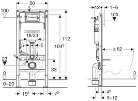 Geberit Duofix Basic pre závesné WC, so splachovacou nádržkou Delta (UP100), 458.103.00.2
