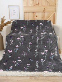 Deka mikroplyš Exclusive 150 × 200 cm – Vlčie maky tmavo sivé