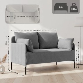 Sedačka Ziden 2-miestna látka - svetlosivá