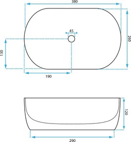 Rea Amelia Mini, umývadlo na dosku 380x260x120 mm, biela lesklá, REA-U3322