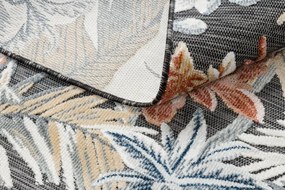 Dywany Łuszczów, Kusový koberec Botanic 65262 flowers black – na von aj na doma, 137x190, viacfarebná, chodba / predsieň