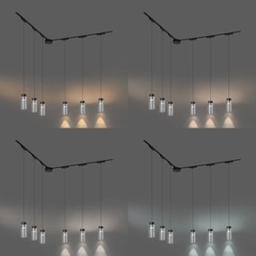 Moderný koľajnicový systém s 6 čiernymi závesnými svetlami 1-fázový - Magnetic Vance