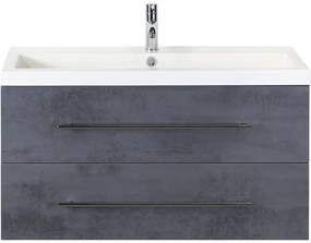 Kúpeľňový nábytkový set Sanox Straight farba čela betón antracitovo sivá ŠxVxH 100 x 55 x 40 cm s umývadlom z minerálnej liatiny