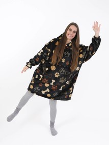 Baránková mikina mikroplyš – Psie labky čiernej veľkosť M