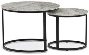 Sada konferenčných stolíkov, biely mramor, 2 ks