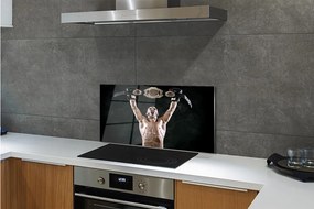 Sklenený obklad do kuchyne muž remeň 120x60 cm