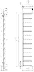 Sapho Sapho, METRO LIGHT vykurovacie teleso 300x1500 mm, čierna matná, IR446TB
