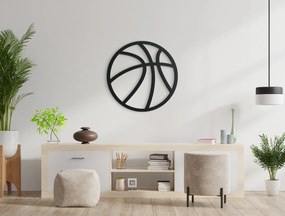 drevko Drevená nálepka Basketbalová lopta Rozmer obrazu: 32,5 x 32,5 cm, Farba dekorácie: Čierna
