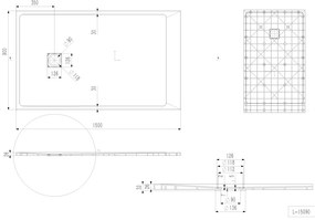 Erga Hyper, SMC sprchová vanička 150x90x2,6 cm + sifón, čierna matná, ERG-V06-SMC-9015S-BK