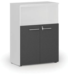 Kombinovaná kancelárska skriňa PRIMO WHITE, 1087 x 800 x 420 mm, biela/grafit