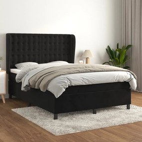 Posteľný rám boxspring s matracom čierny 140x200 cm zamat 3129455