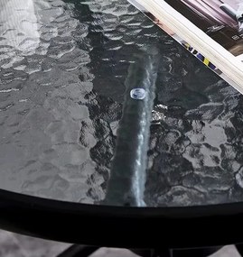 TRENDIE Záhradný stolík so sklom 60 cm okrúhly