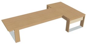 Stôl Verno+ S 200 x 370 cm s rokovacím prvkom, dub svetlý / vanilka