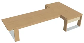 Stôl Verno+ S 200 x 370 cm s rokovacím prvkom, dub svetlý / vanilka