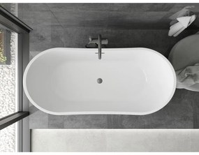 Mexen Montana, voľne stojaca vaňa 180 x 80 cm, biela, brúsený grafit prepad, 52011808000-95