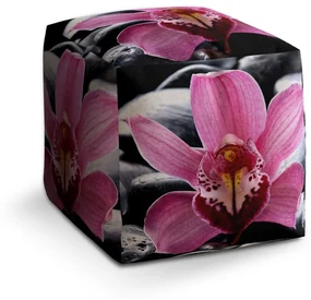Sablio Taburet Ružová orchidea: 40x40x40 cm