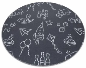 Detský koberec TOYS kruh - sivý